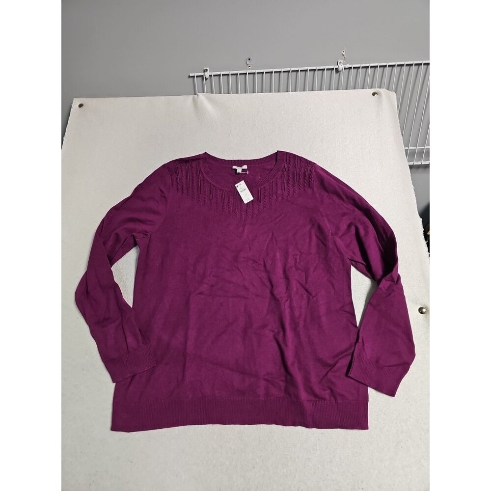 NWT TALBOTS COTTON SWEATER WOMENS‎ XL  PURPLE NEW